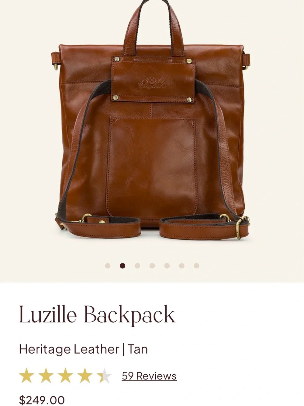 Patricia Nash Cognac Luzille Brown Leather Tassel Backpack